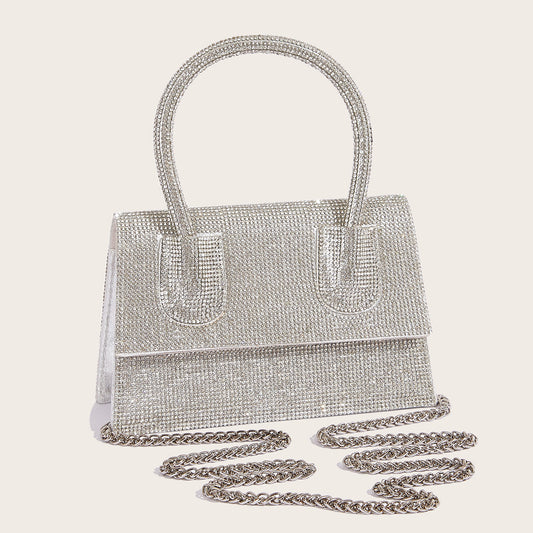 Glimmerende Håndtaske med Diamantbesatte Rhinestones til Fest