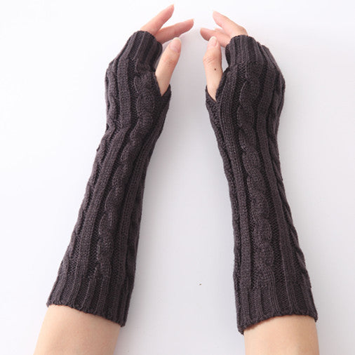 New Hemp Pattern Knitted Wool Fashion Half Finger Gloves