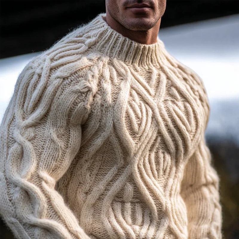 Mens Loose-Fit Long-Sleeve Pullover Hoodie With A Crew Neck And Printed Design