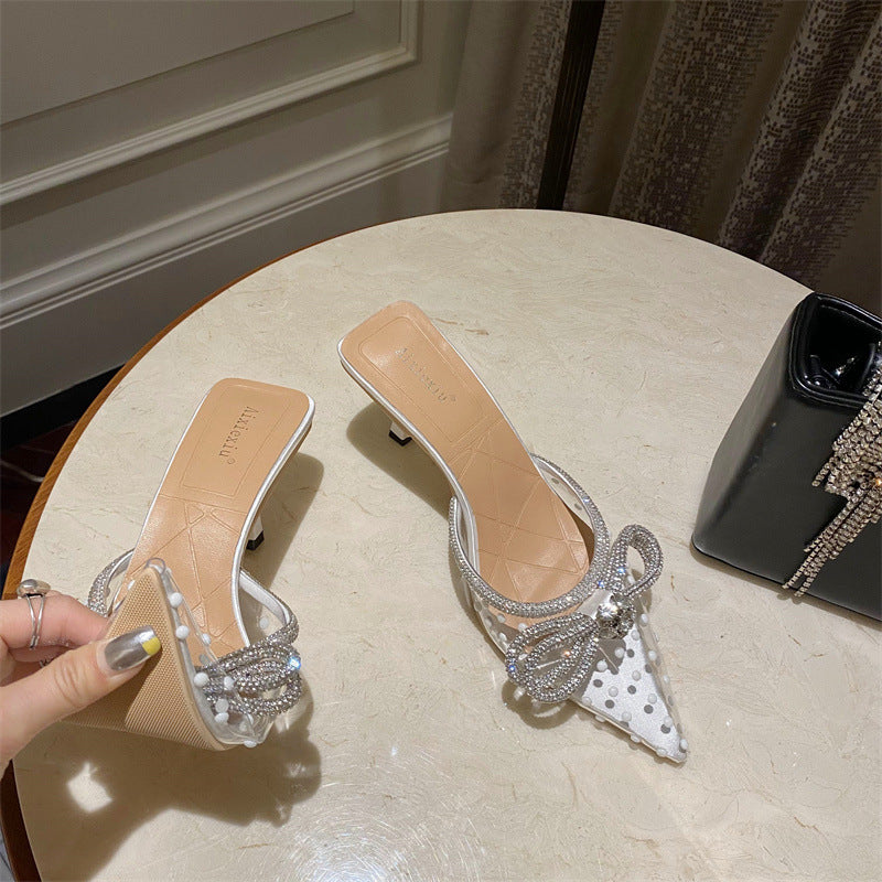 Transparent Crystal Shoes Women's Fashion Rhinestone Design Sense Sandals And Slippers