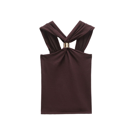 European And American Style Stylish Simple And Versatile Halter Slim Vest