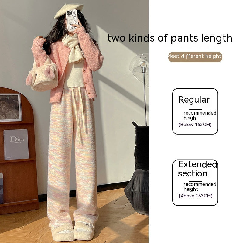 Women's Fashion Casual Draping Mop Straight Wide-leg Pants