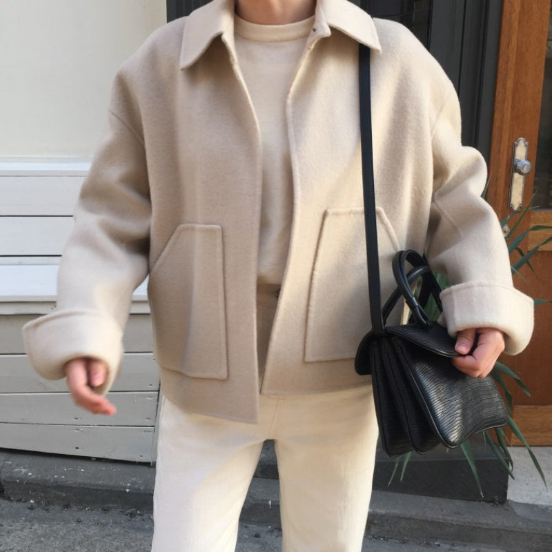 小さな両面ウール スリム 手作り ショートコート