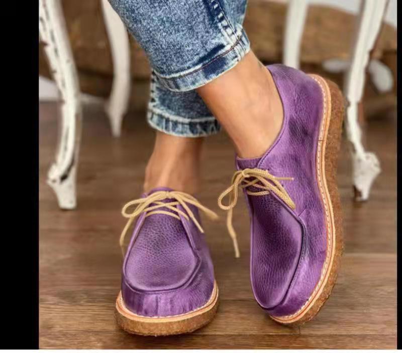 Pure Color Round Toe Pure Color Casual Platform Shoes