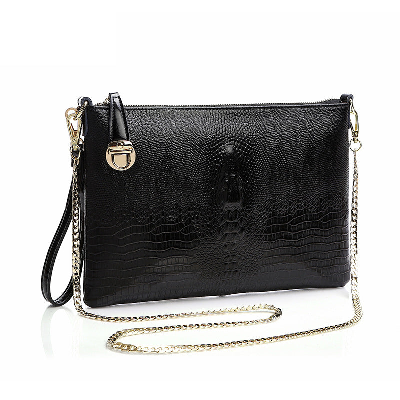 Pattern One-shoulder Diagonal Large-capacity Cowhide Handbag