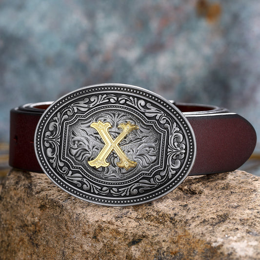 Tang Grass Pattern Letter A-Z Belt Buckle Head