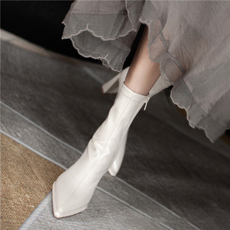 Fashion Pointed Toe Platform High Heel Martin Boots