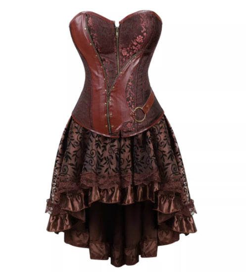 Court Corset Brown Two-Piece Set