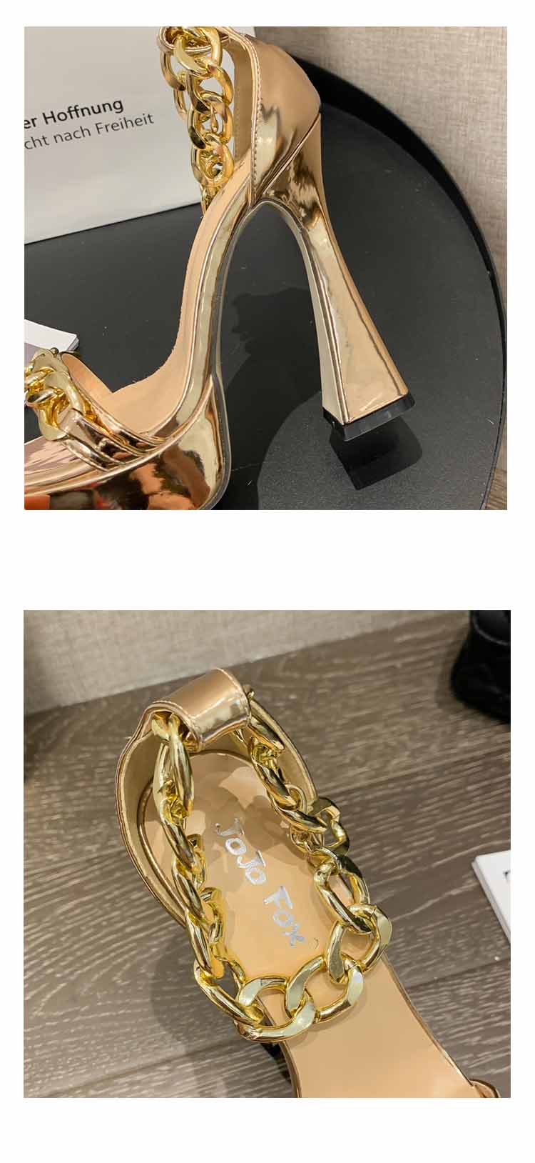 Sexy Women's Sandals With Thick Soles Square Toe  Toe Super High Heels