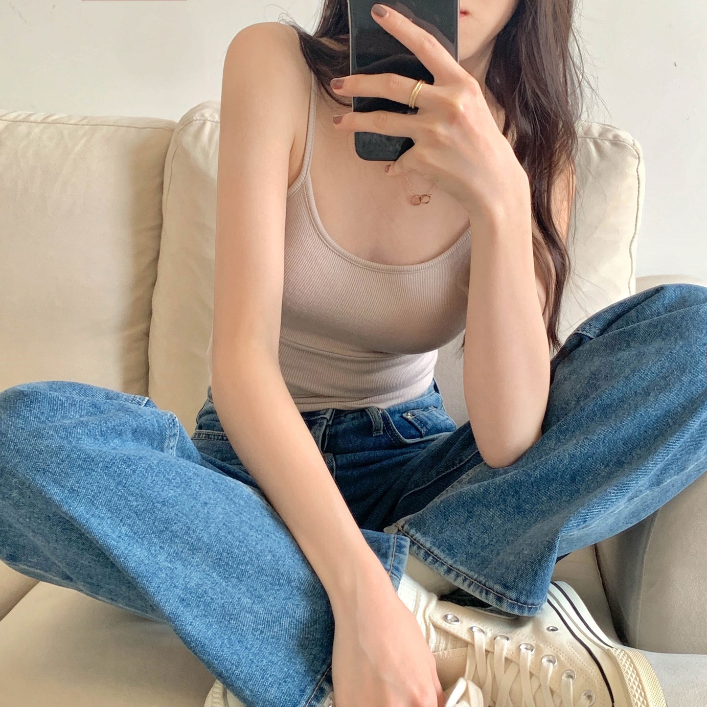 Summer All-match Slim Sling Sleeveless Outer Top