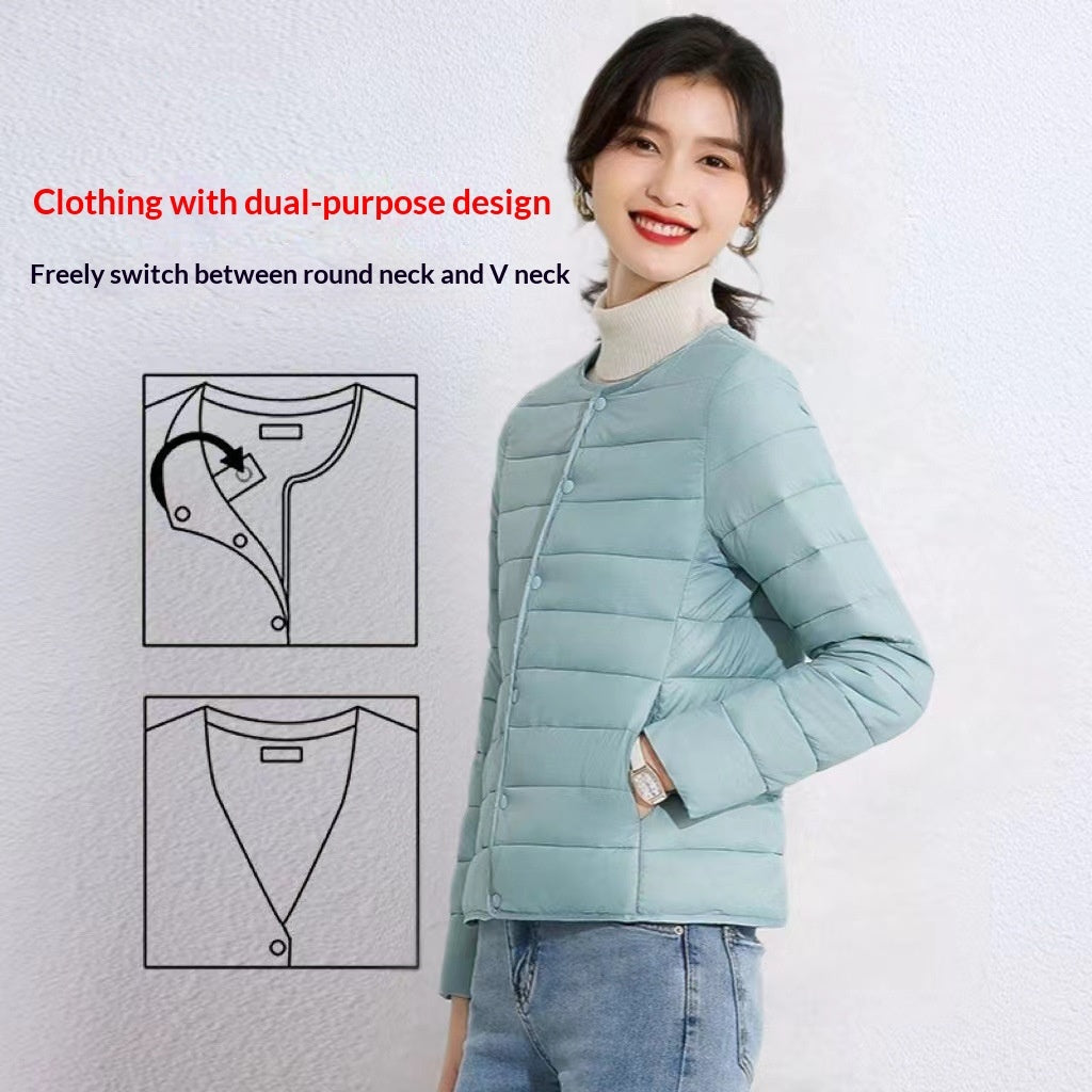 Women's Lightweight Warm Collarless, Short Quilted Vest