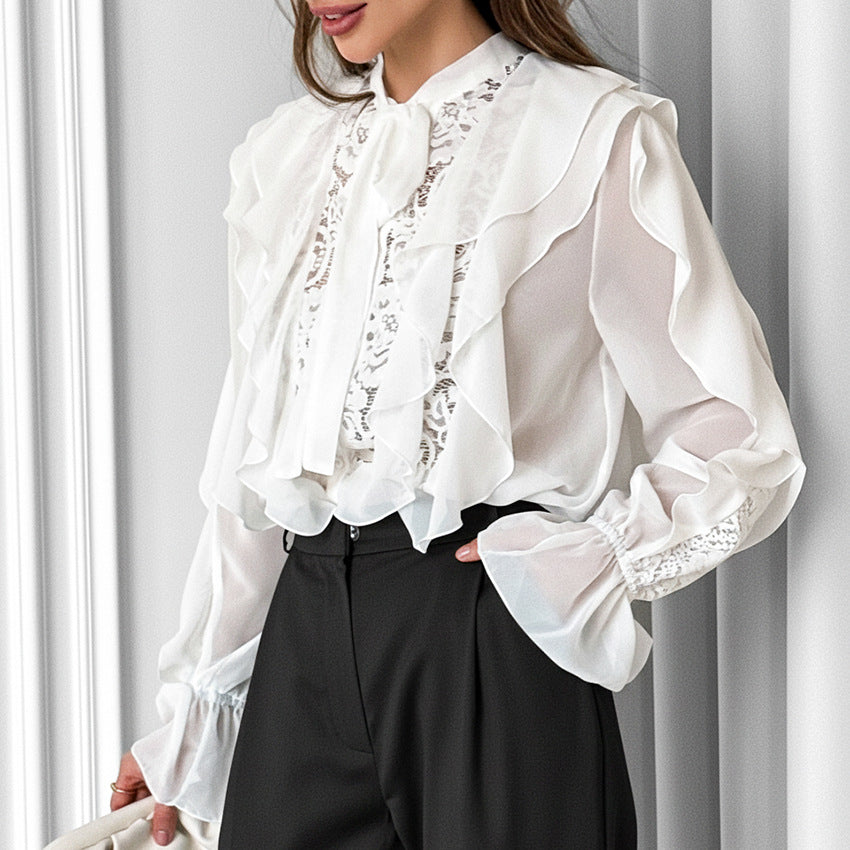 Fashionable High-end Top With Ruffled Edges