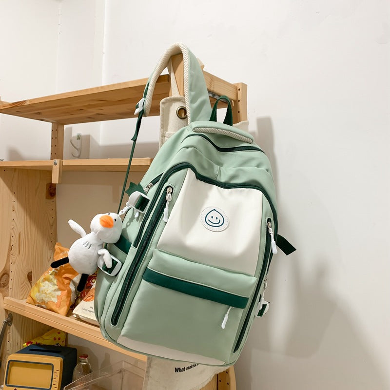 Fashion Color Matching Backpack Ins Simple Korean Version Schoolbags Junior High School College Students Bags