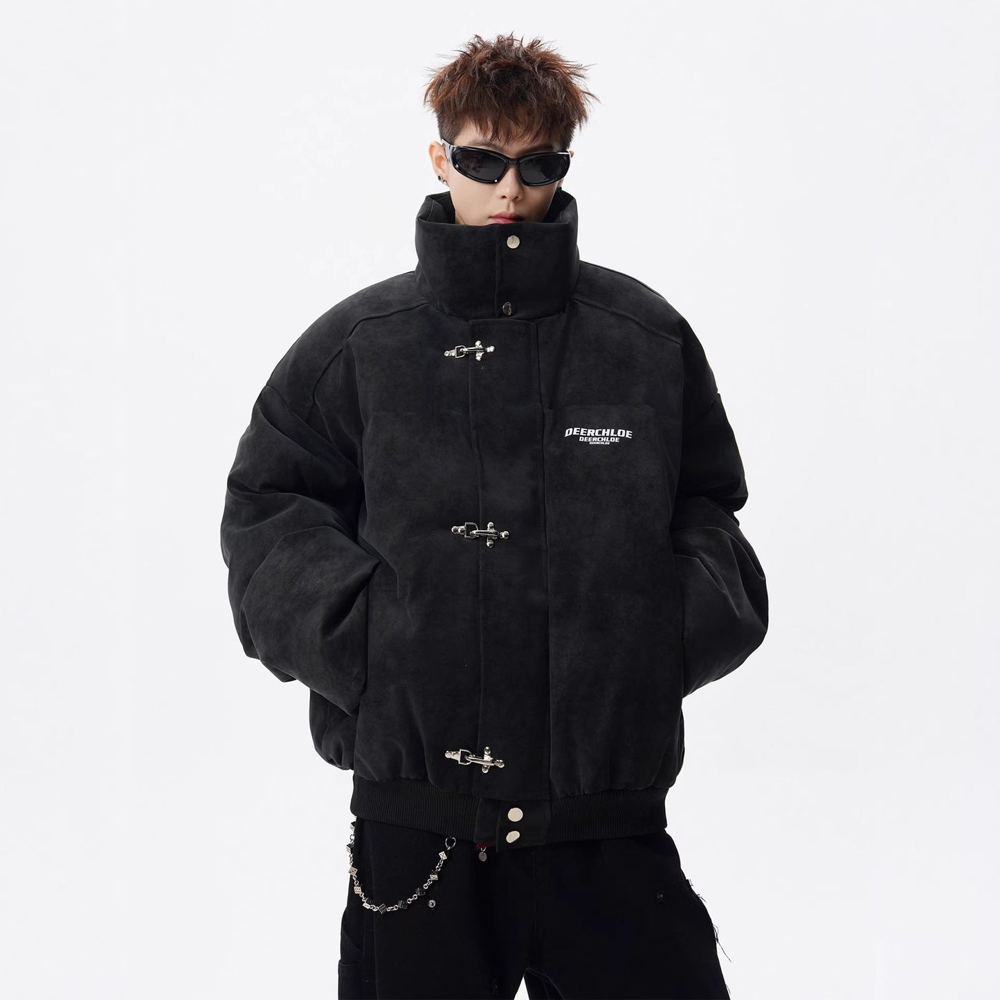Retro Stand-up Collar Loose-fitting Versatile Puffer Jacket