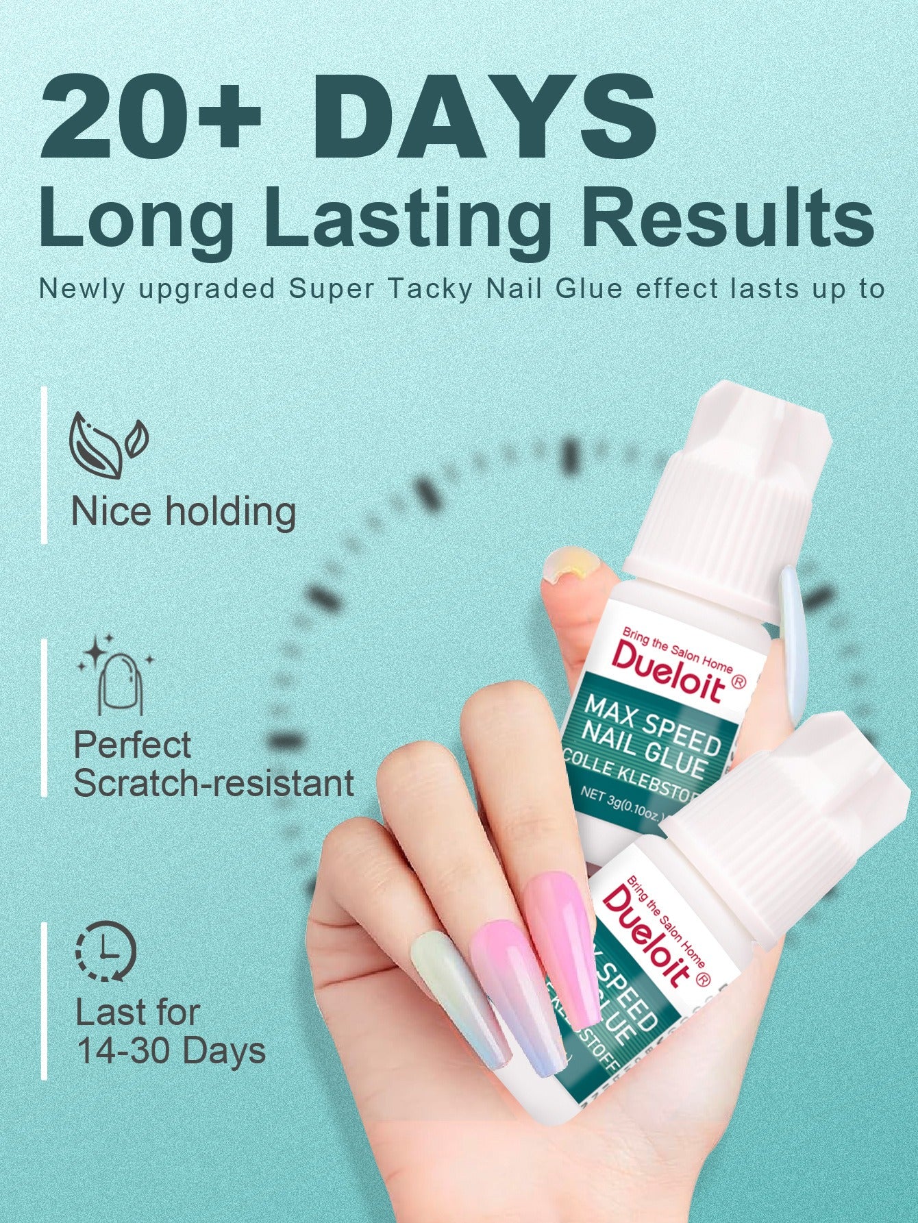 Nail Adhesive For Decorative Accessories - No-Cure Formula Quick-Drying Specialized Glue For Nail Salons Strong Bonding Glue For Artificial Nails