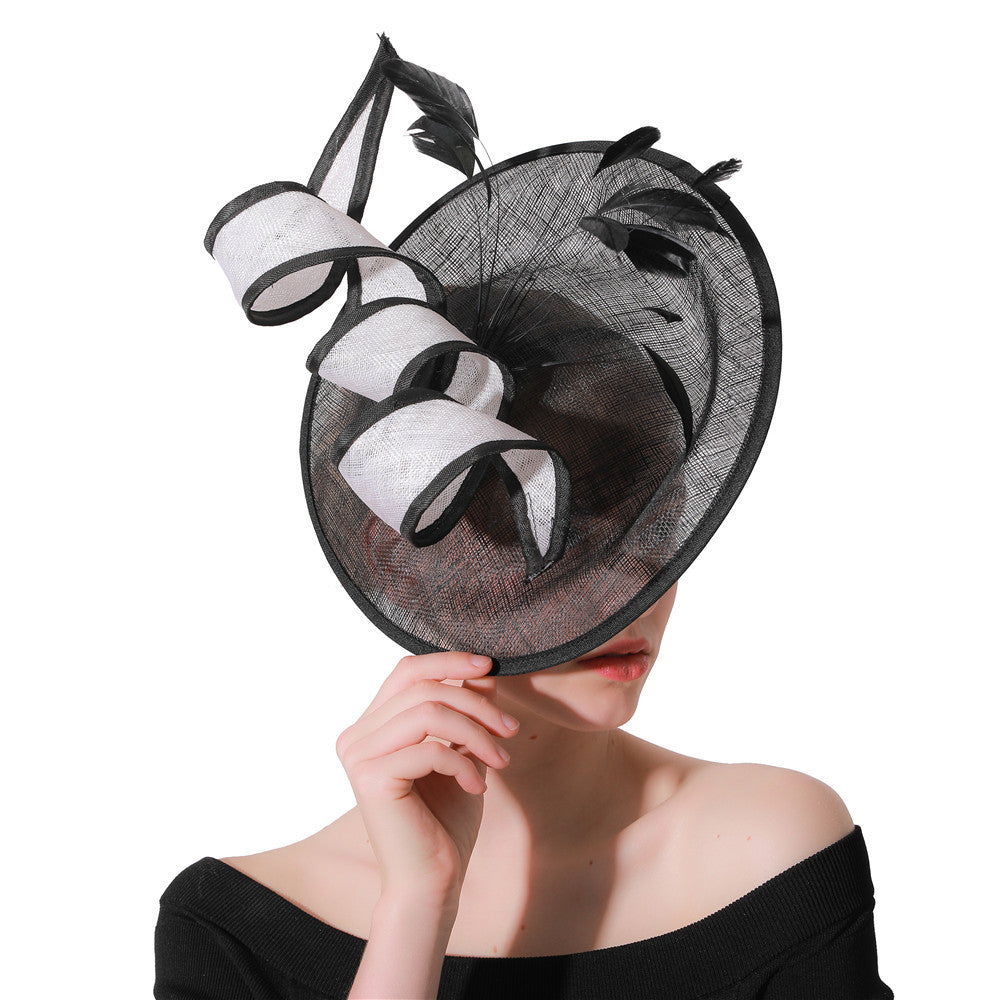 Mesh Bridal Hair Accessories Banquet Party Performance Black And White Top Hat