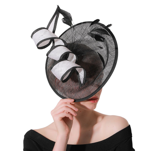 Mesh Bridal Hair Accessories Banquet Party Performance Black And White Top Hat