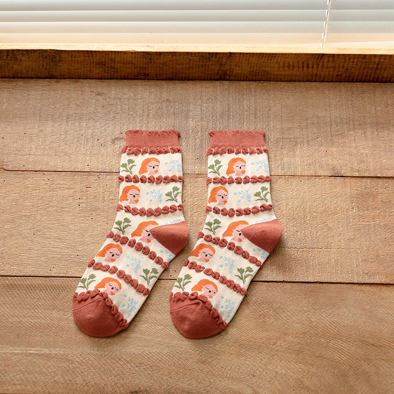 Female Mid-tube Japanese Ins Hyuna Style Retro Women's Socks