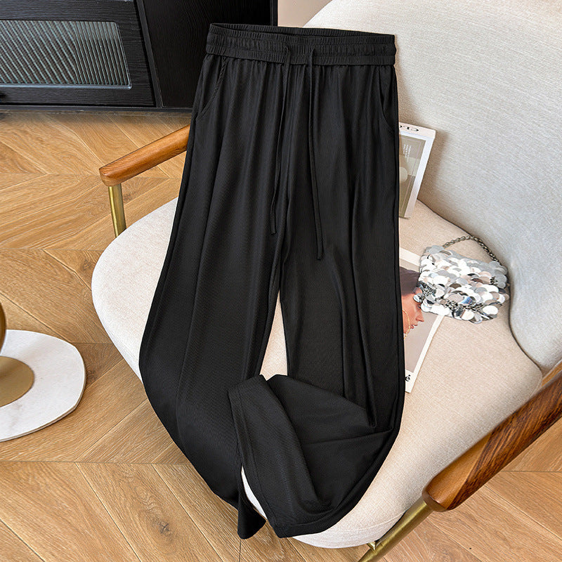 Women's Thin Summer High Waist Skinny Pants Loose Ice Silk Trousers