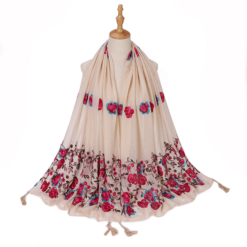 Ladies Travel Often Shawl Embroidery