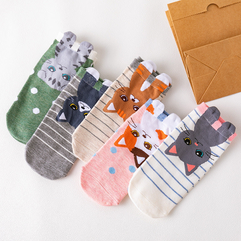 Cartoon Cat And Dog Pattern Personalized Cotton Socks