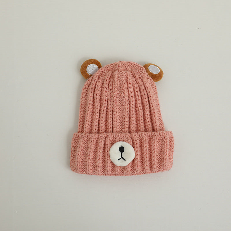 Knitted Hat Bear Candy Color Woolen Cap