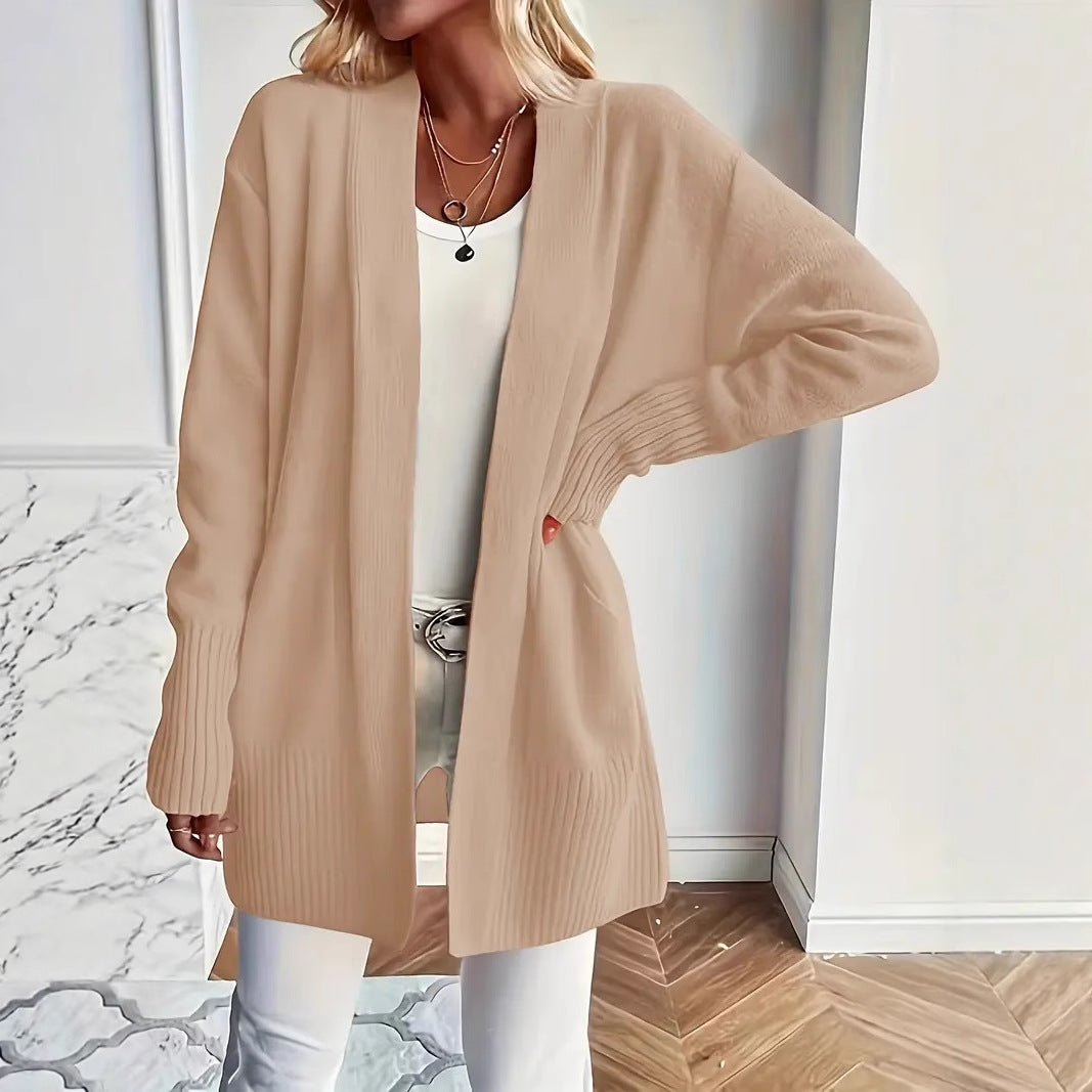 Casual Simple Elegant Shawl Sweater With Pockets