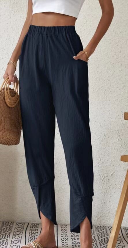 Women's Solid Color Casual Leggings Pants With Loose Pockets