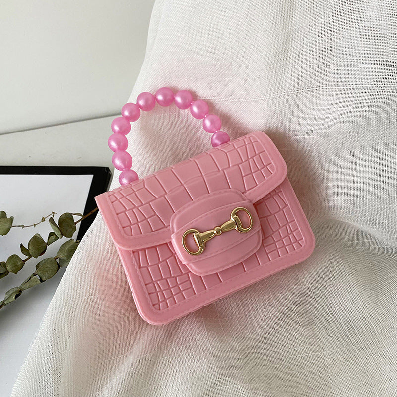PVC Pattern Pearl Chain Lipstick Bag Fashion