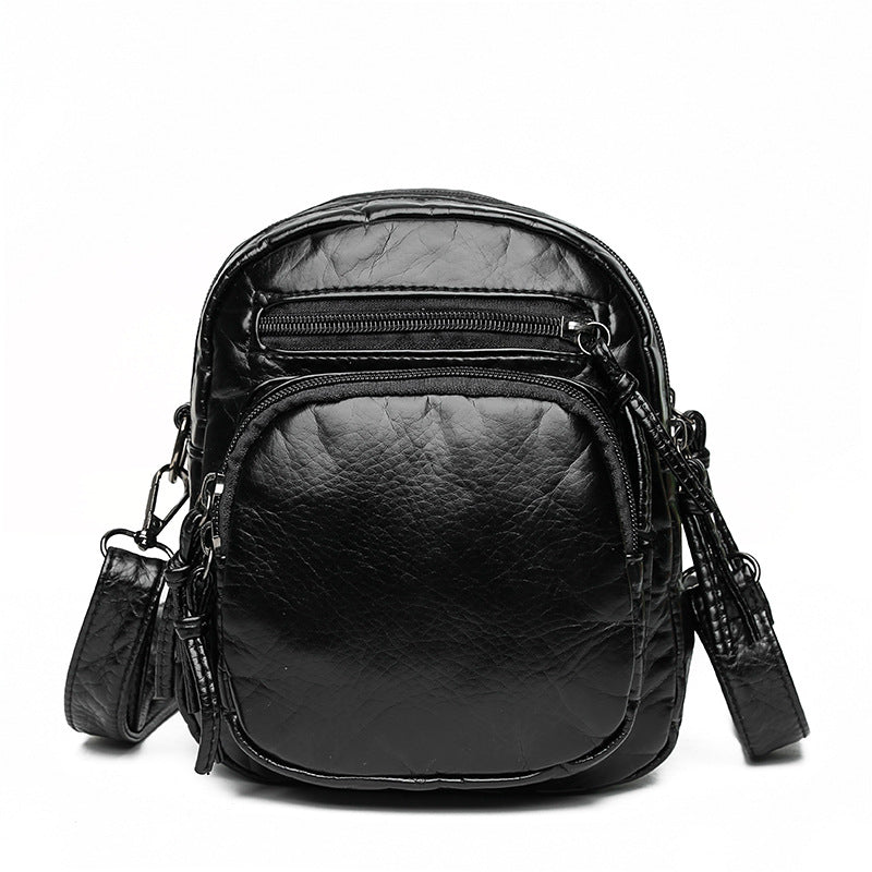 Retro Fashion Washed Leather Messenger Bag For Casual Shopping