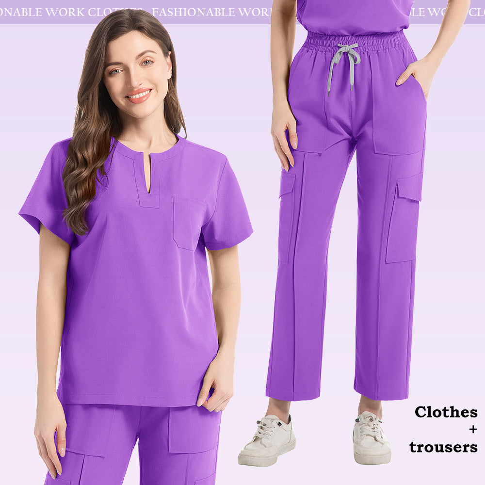 New V-neck Two-piece Medical Work Uniform