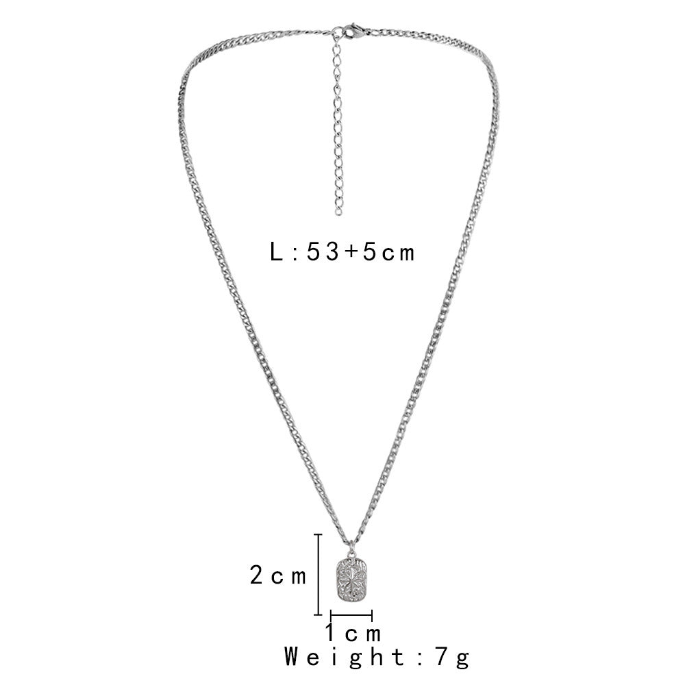 Fashion Minimalist Relief XINGX Square Plate Pendant Necklace Trendy Men