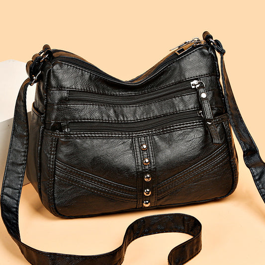 Ladies New High-grade Soft Leather Messenger Bag Vintage Leather
