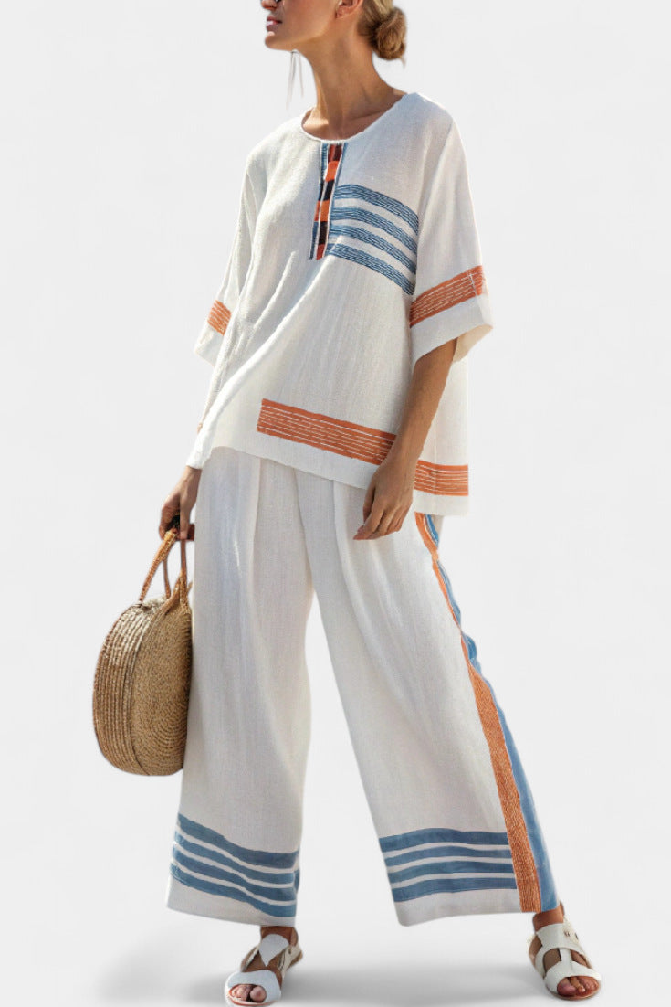 Plus-size Loose Casual Womens Beach Two-piece Set