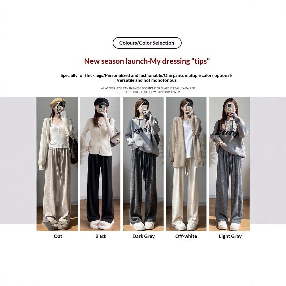 Straight-leg Lambswool Sticky Rice Pants For Fall And Winter