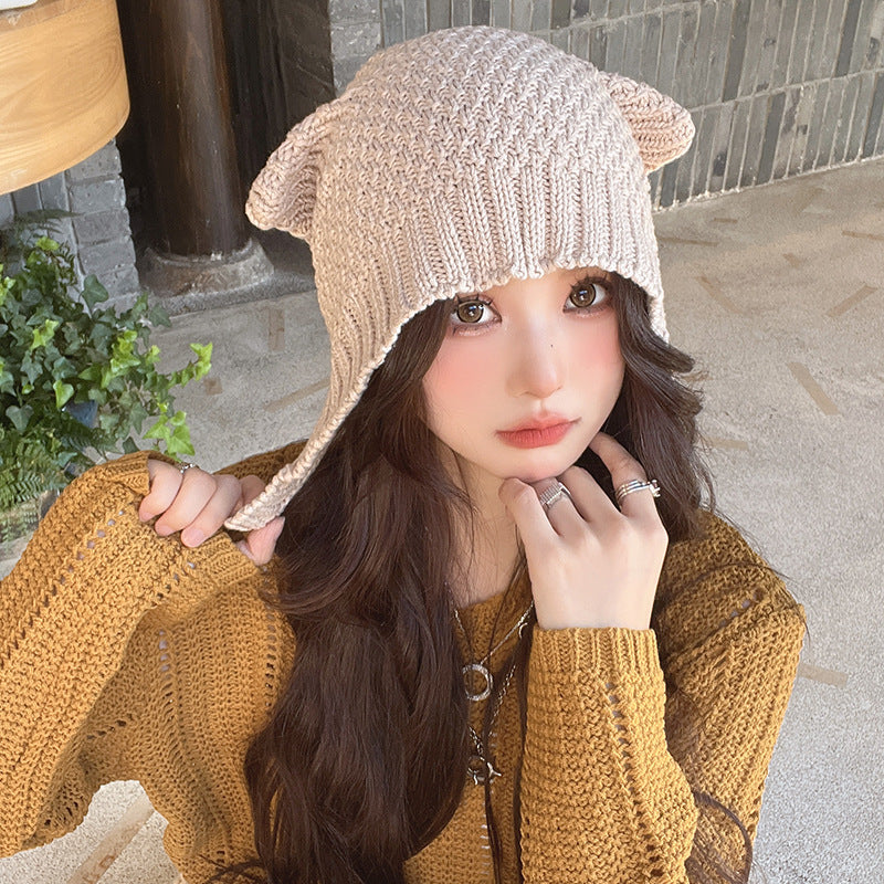 Women's Autumn And Winter Cute Earflaps Woolen Cap