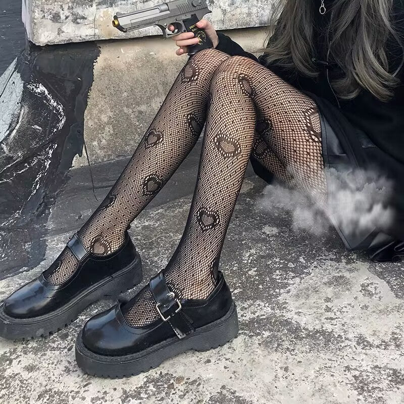 Love Jacquard Mesh Stockings Pantyhose