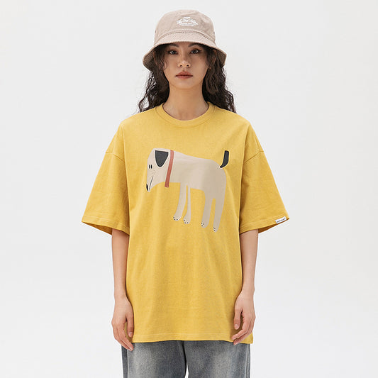 Creative Cartoon Puppy Printed Half Sleeve T-shirt