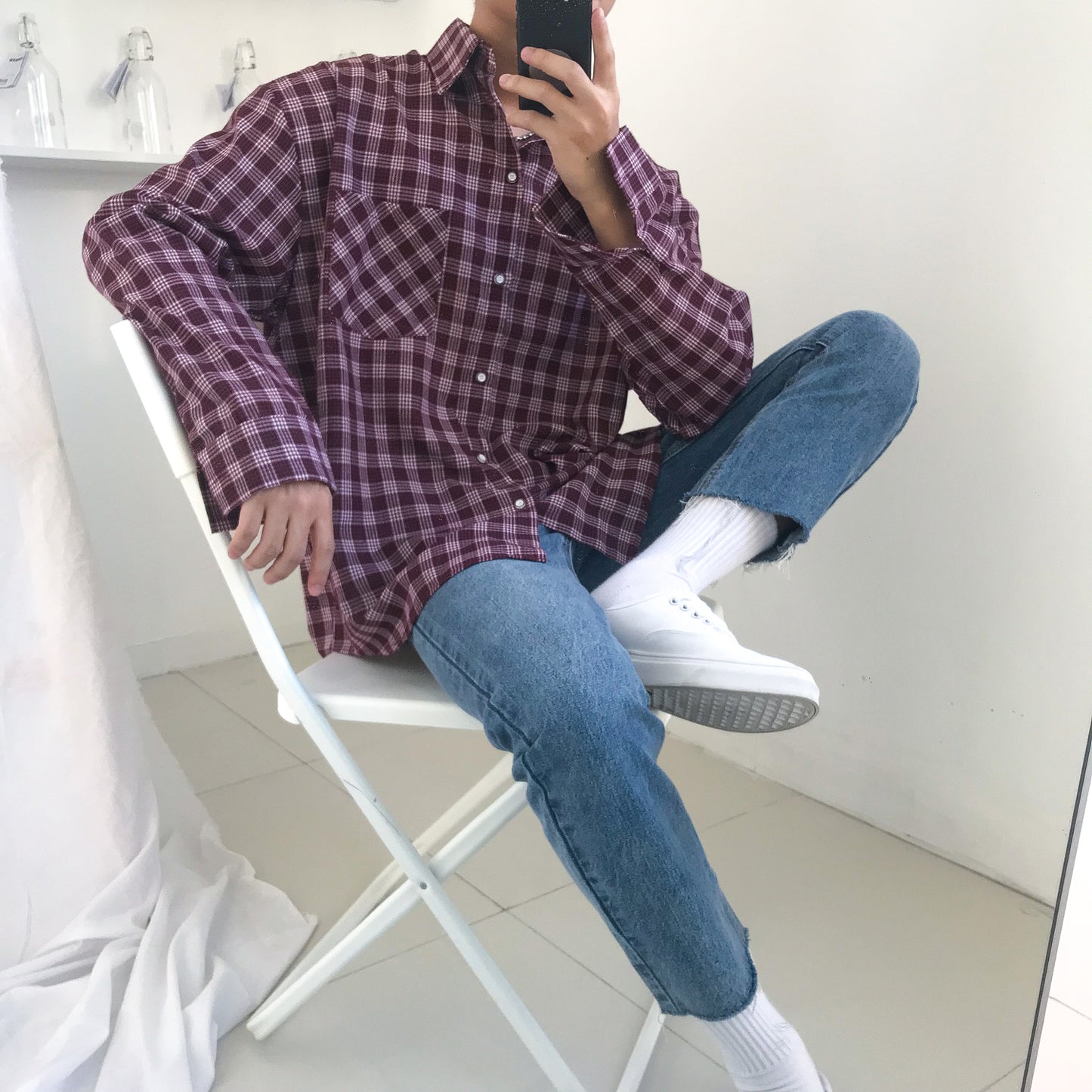 Loose Bf Plaid Shirt Jacket For Men And Women