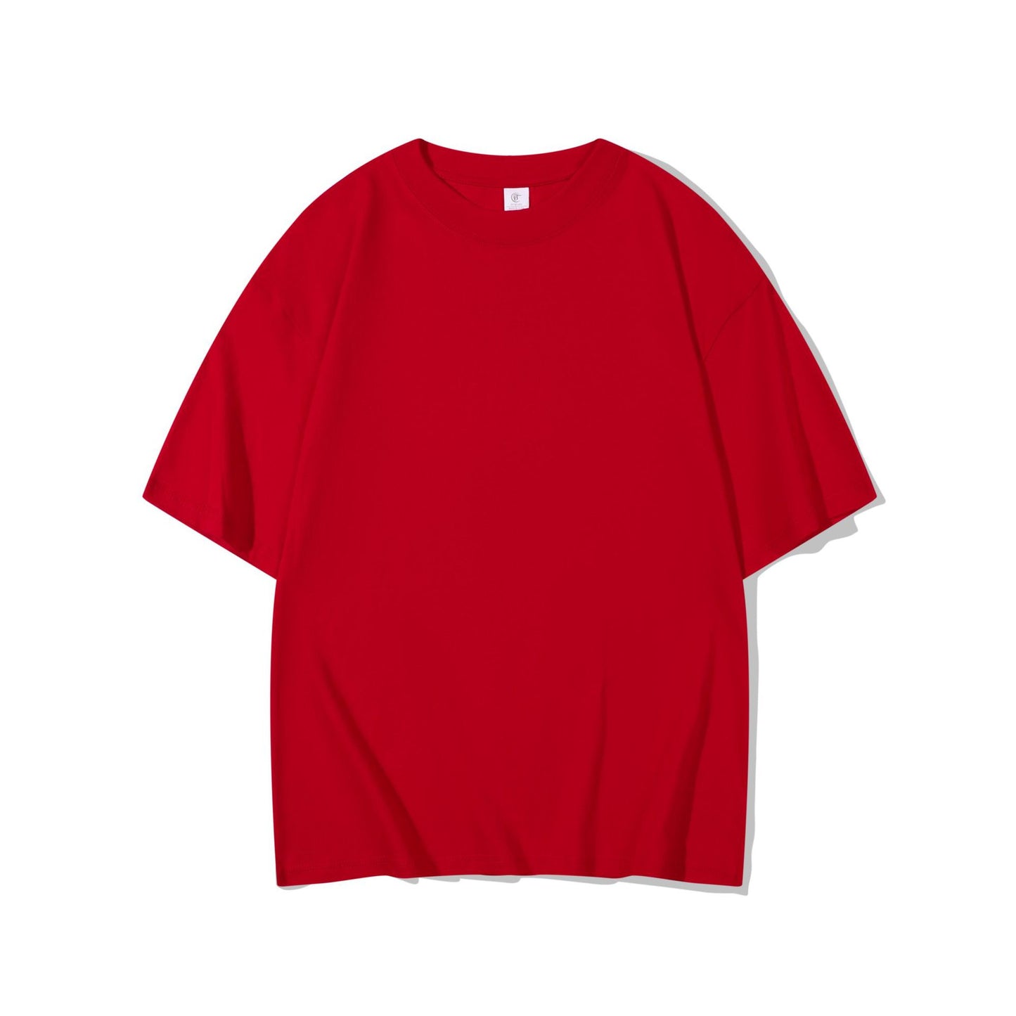 T-shirt i bomuld til mænd, 220g kraftig, ensfarvet, rund hals, korte ærmer