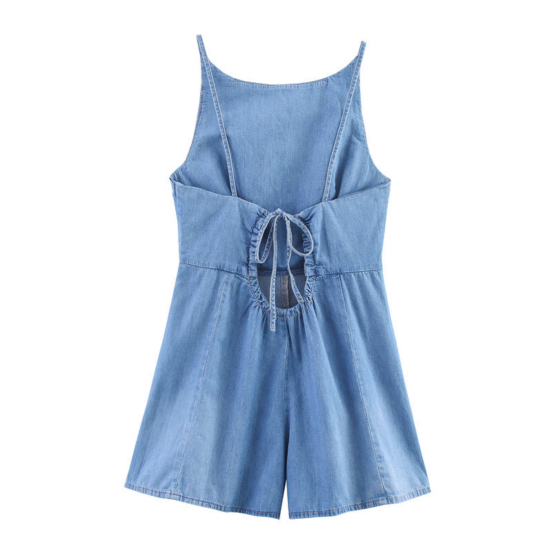 New Summer Off-the-shoulder Denim Jumpsuit