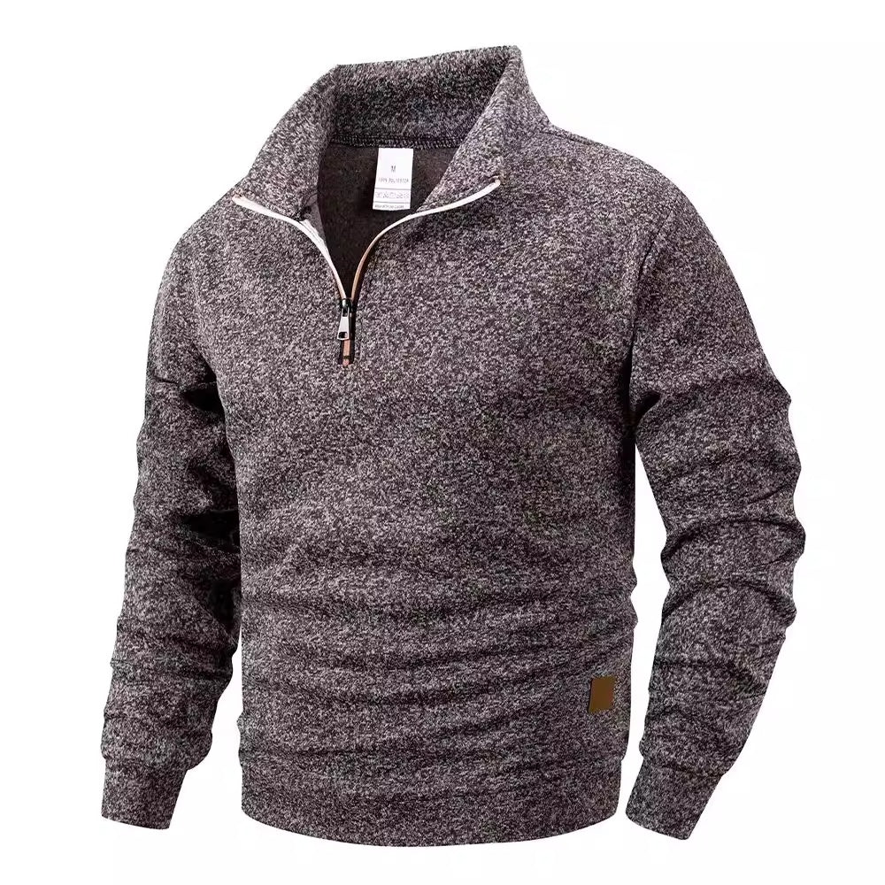 Men's Stand Collar Pullovers Slim Fit Warm Solid Colo