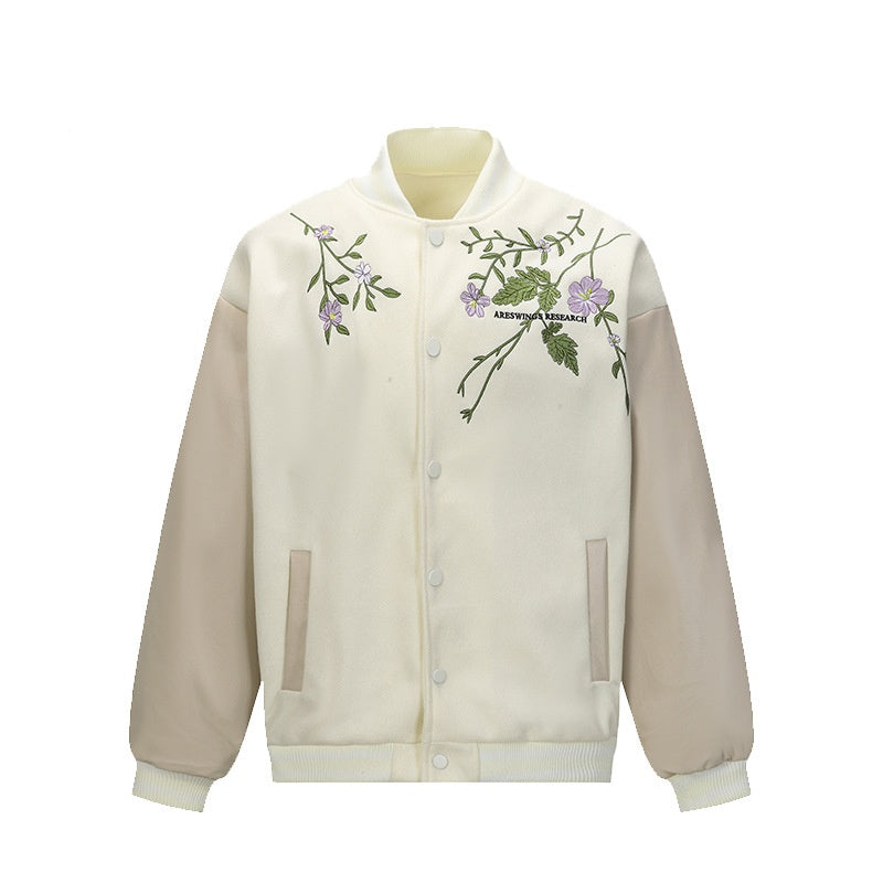 Men's American Retro Plant Flower Embroidered Coat