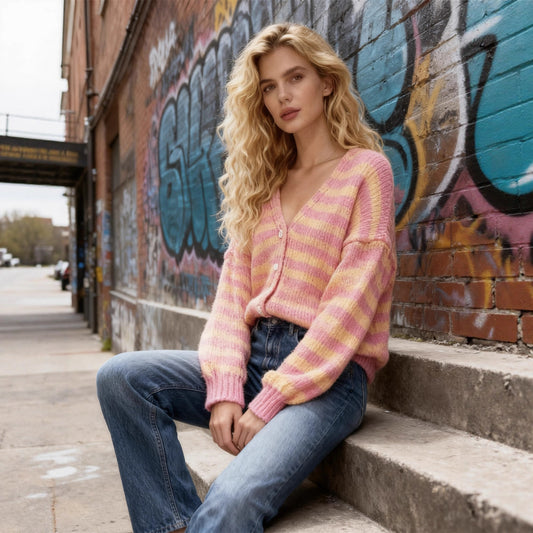 Women's Color-block Striped Sweater