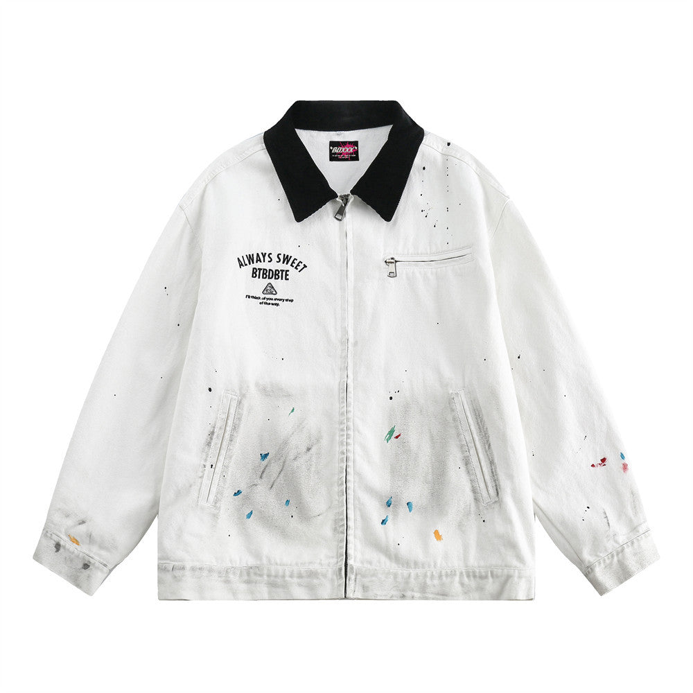 Fashion Colorblock Polo Collar Jacket Male