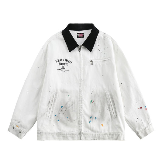 Fashion Colorblock Polo Collar Jacket Male