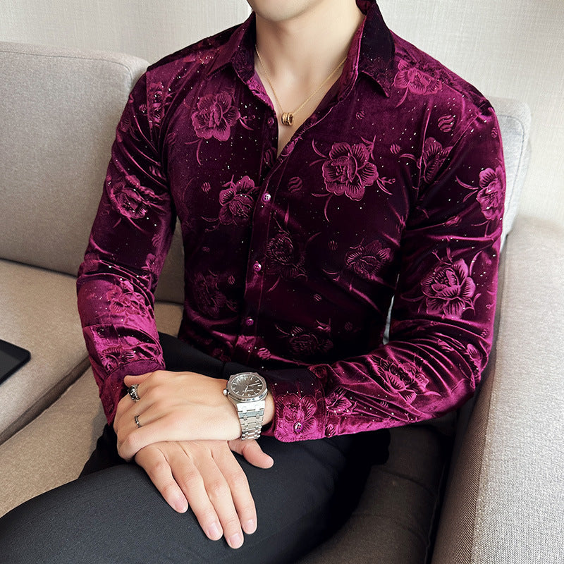 Fashion Gold Velvet Men's Clothing Plus Size