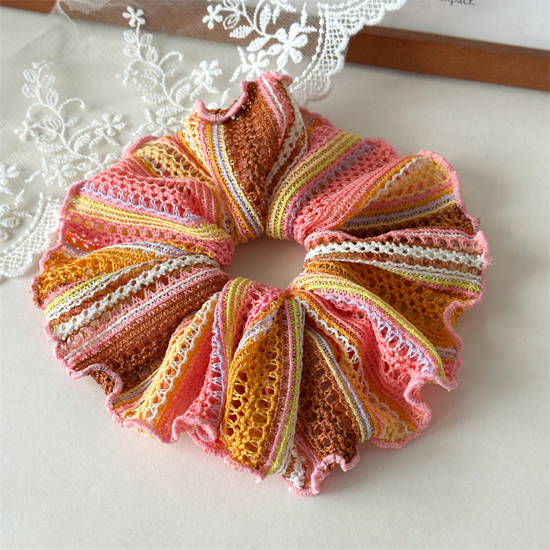 Summer Hollow Knitted Large Hair Band Women's