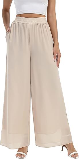 Casual Chiffon Wide-leg Pants A Trendy Loose-fitting Must-have Style For Laid-back Looks