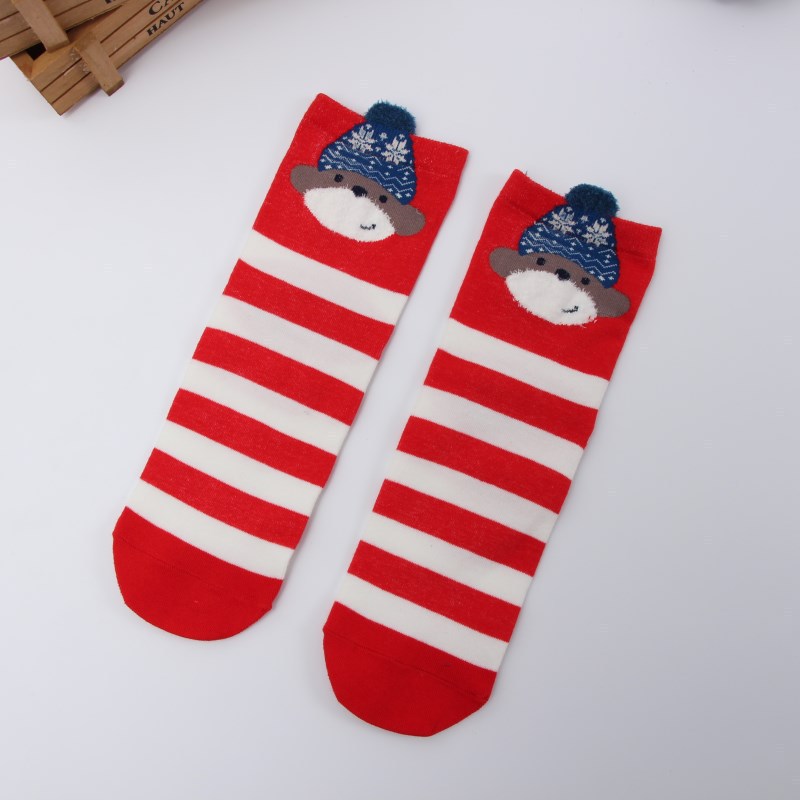 Autumn And Winter Cotton Christmas Colorful Red Socks